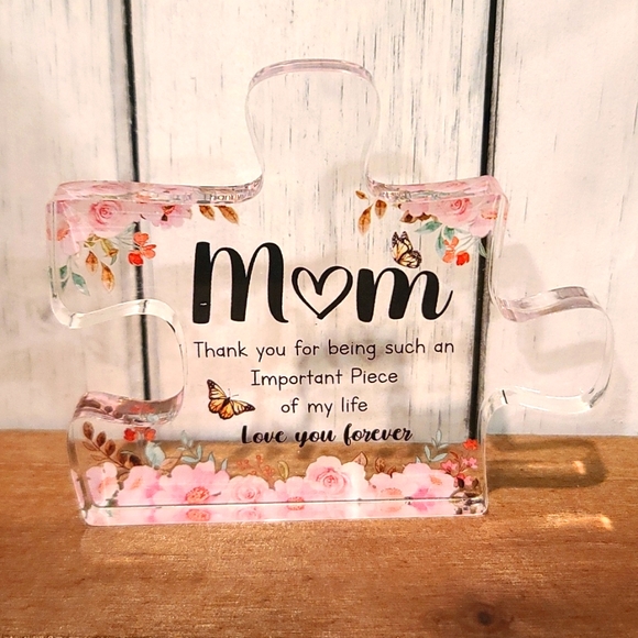 Mom Mother Puzzle Piece Inspirational Acrylic Sign NWT - Picture 2 of 7